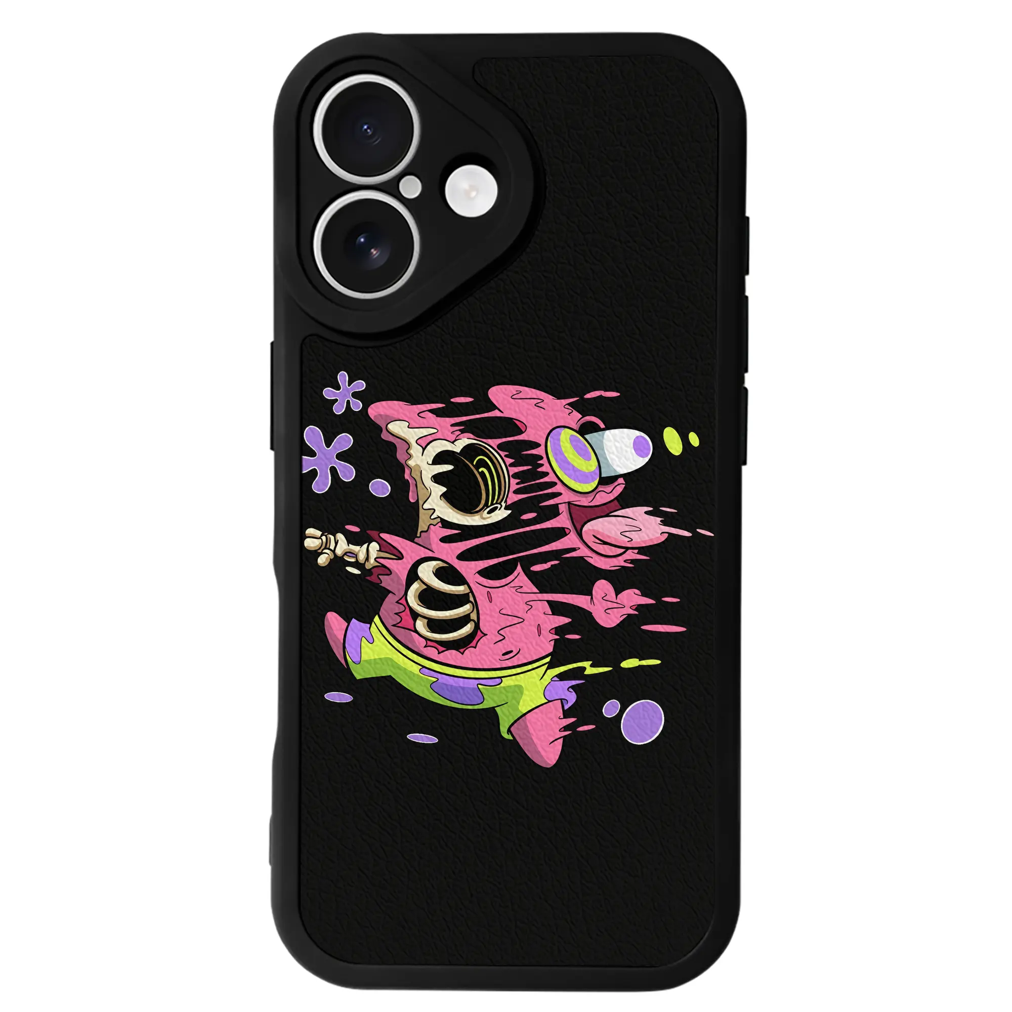 スポンジボブ グッズ パトリック・スター - IPhone 16シリーズ対応 ・ シリコンスマホケース ・ レザー調 ・ 高精度フィット ・ 耐衝撃 ・ ワイヤレス充電対応 ・ 精密カット